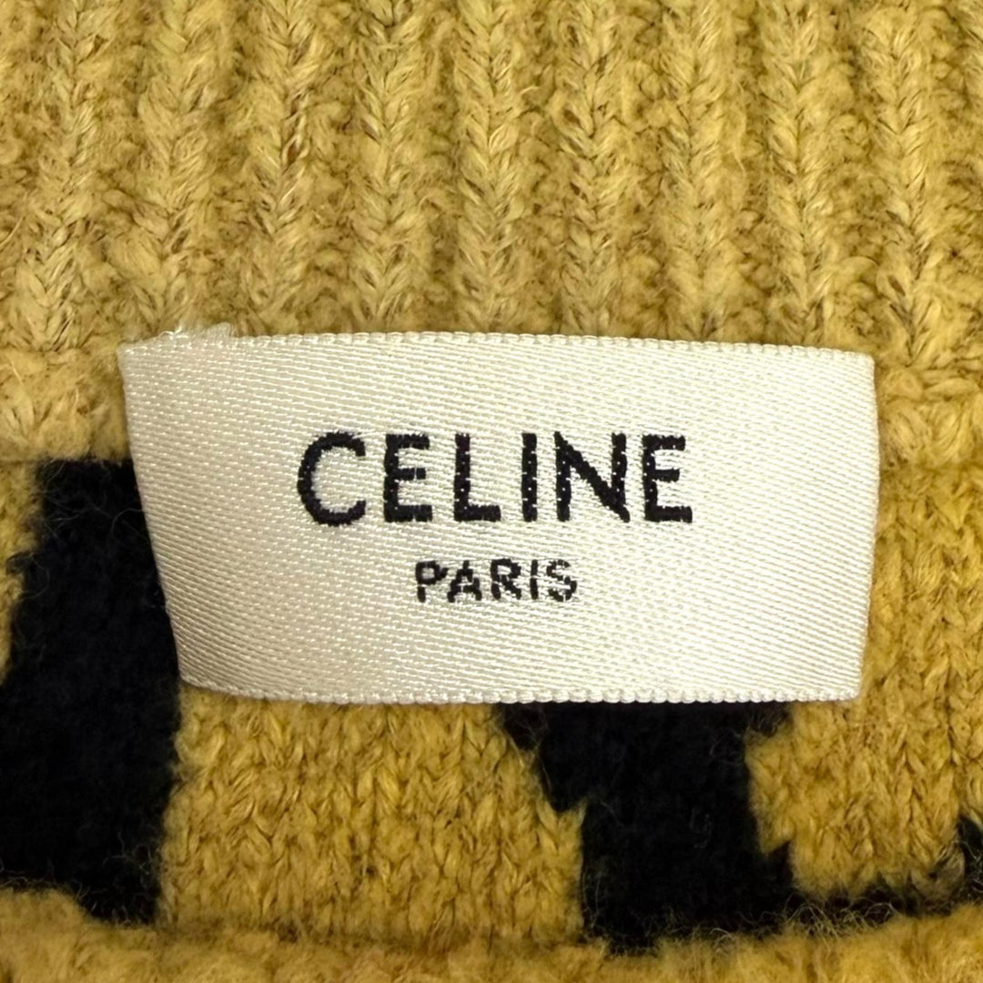 Excellent CELINE sweater Leopard Pattern Cropped Brown cotton mens S 2AD0G448U