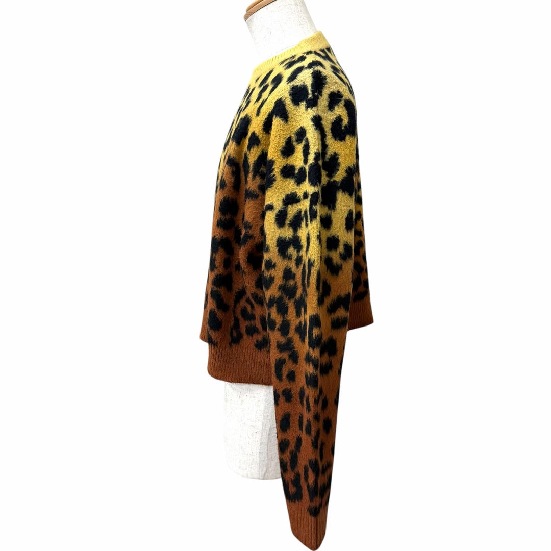 Excellent CELINE sweater Leopard Pattern Cropped Brown cotton mens S 2AD0G448U