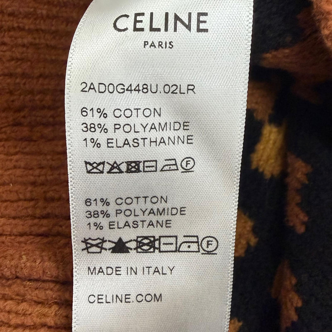 Excellent CELINE sweater Leopard Pattern Cropped Brown cotton mens S 2AD0G448U