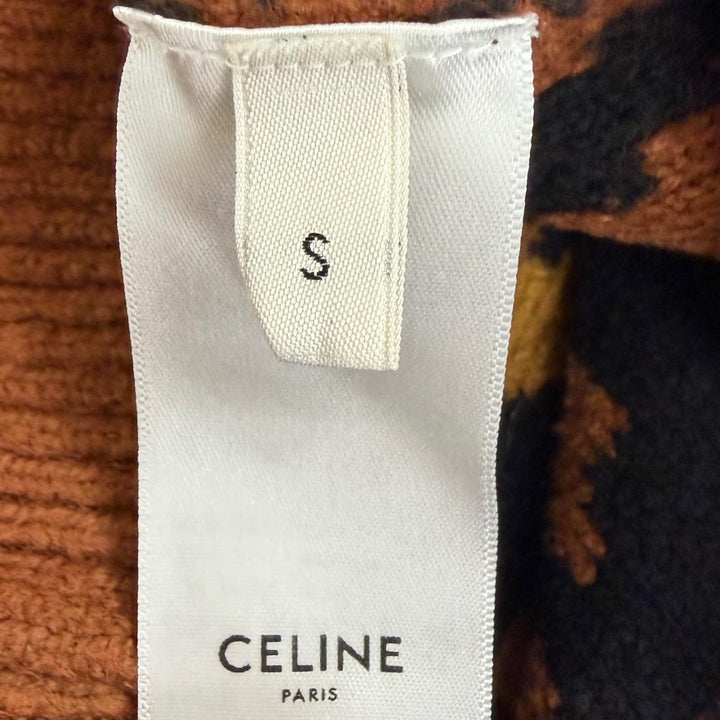 Excellent CELINE sweater Leopard Pattern Cropped Brown cotton mens S 2AD0G448U