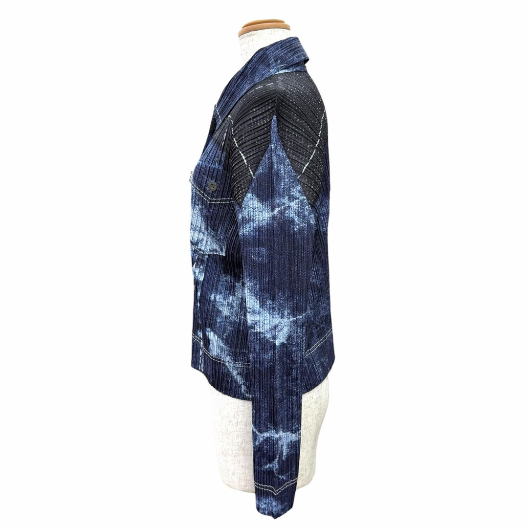 Excellent PLEATS PLEASE Long sleeve shirt Denim transfer print 3 PP21-JD711