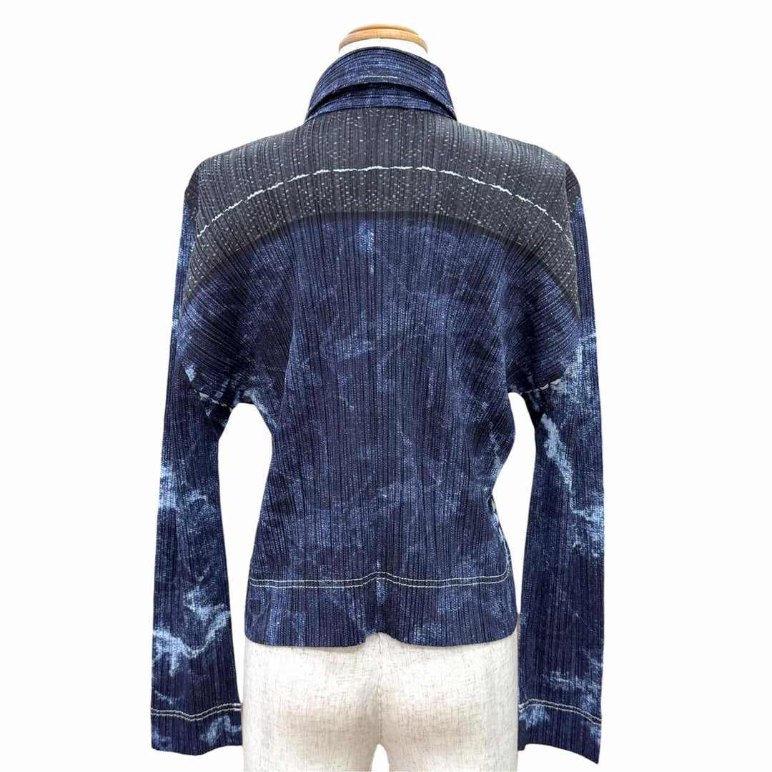Excellent PLEATS PLEASE Long sleeve shirt Denim transfer print 3 PP21-JD711