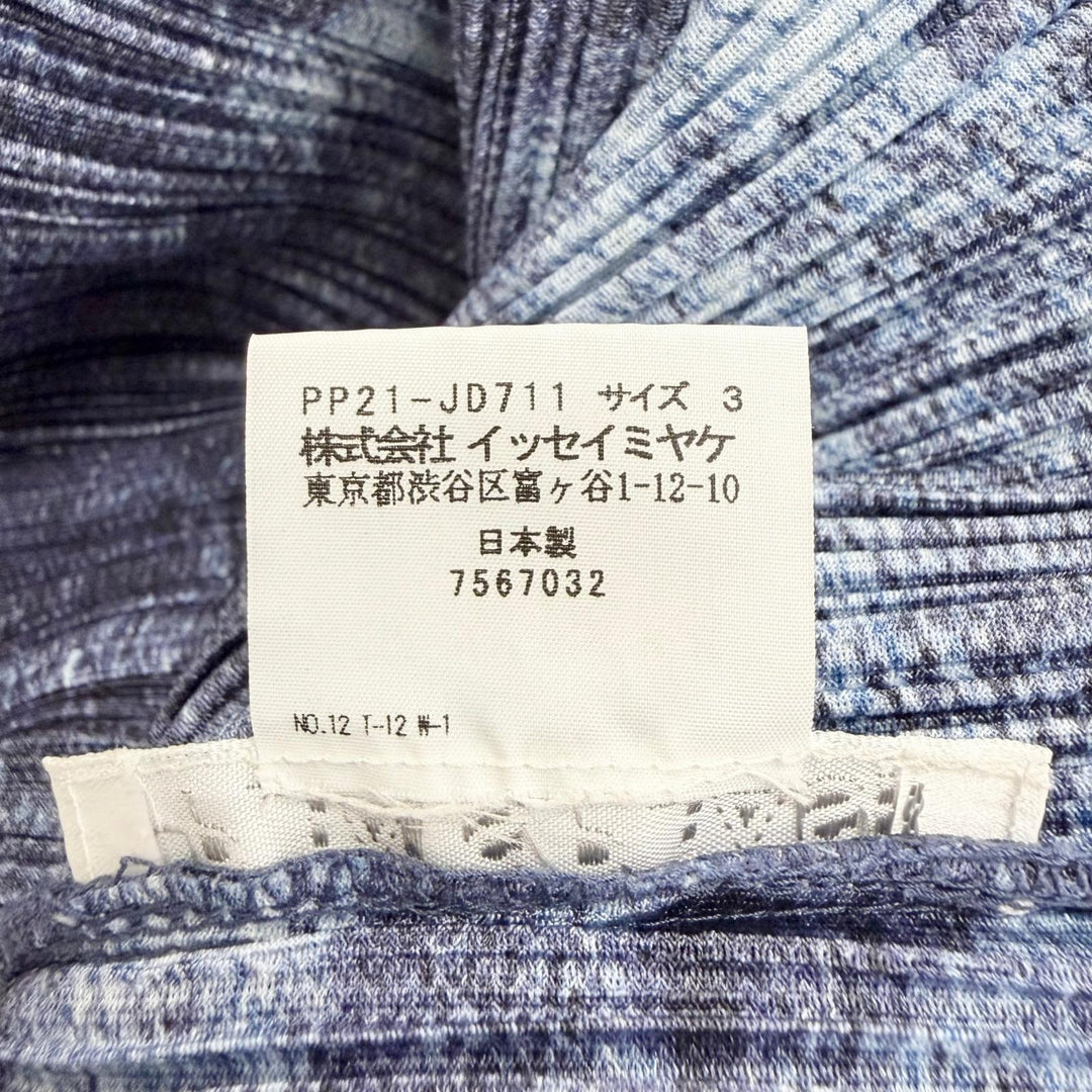 Excellent PLEATS PLEASE Long sleeve shirt Denim transfer print 3 PP21-JD711
