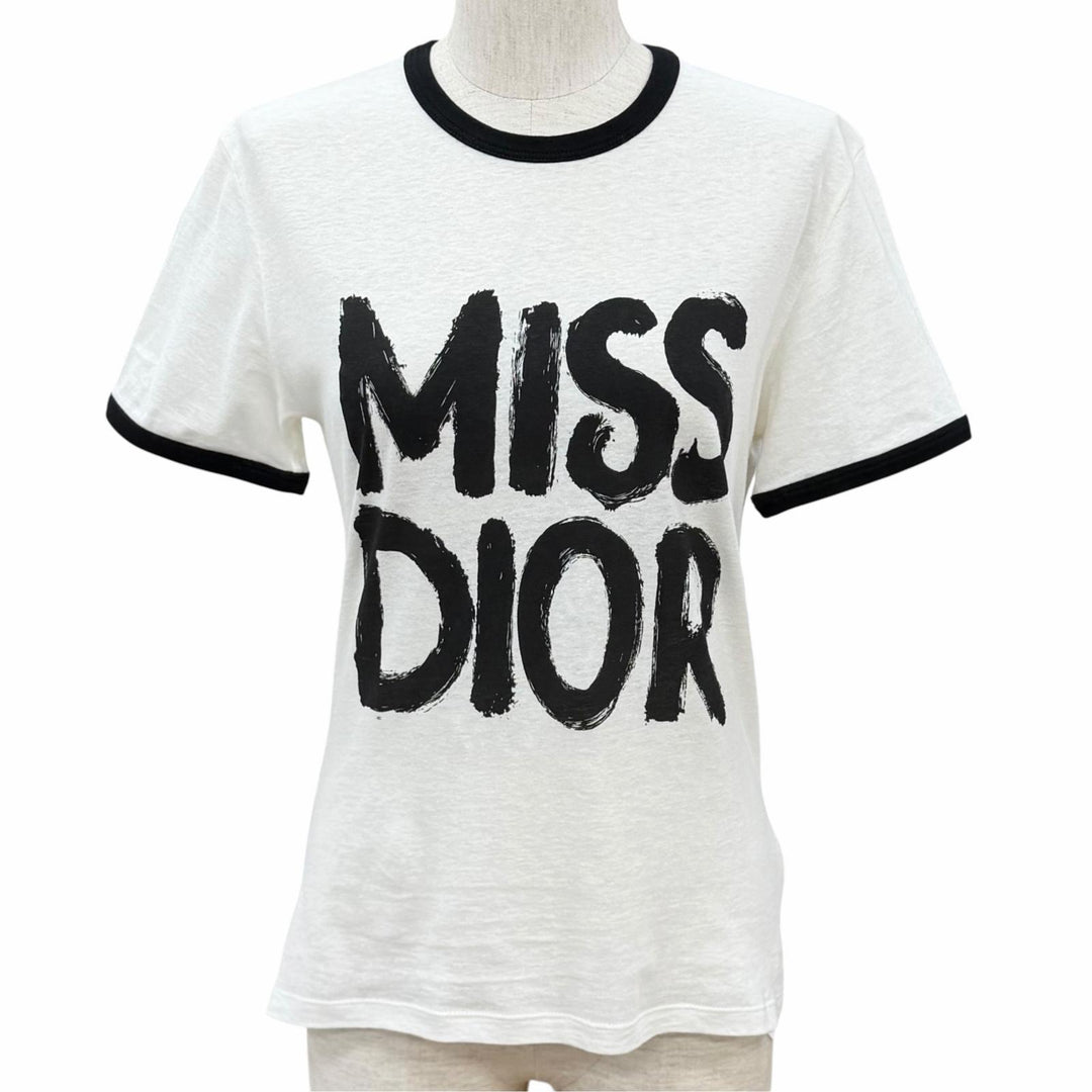 Excellent Christian Dior T-shirt MISS DIOR logo print cotton XS 453T40A4554