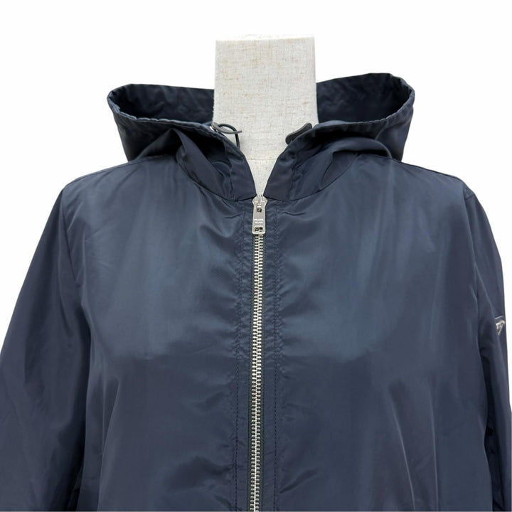 Great PRADA Jacket Triangle with logo, hooded, zip-up jacket Navy 38 290597