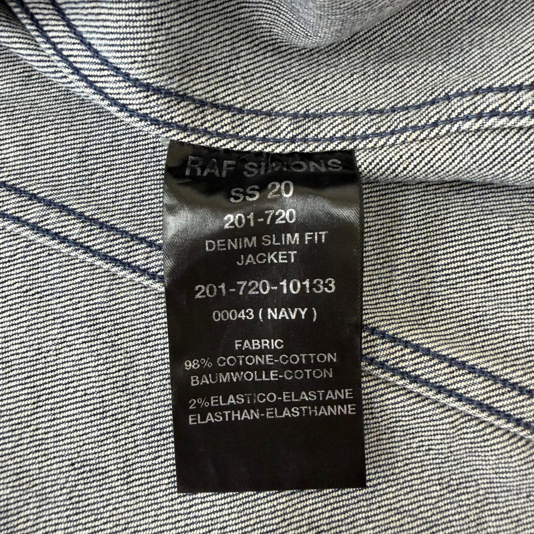 Excellent RAF SIMONS Denim Jacket DENIM SLIM FIT JACKET Comes with a pin badge
