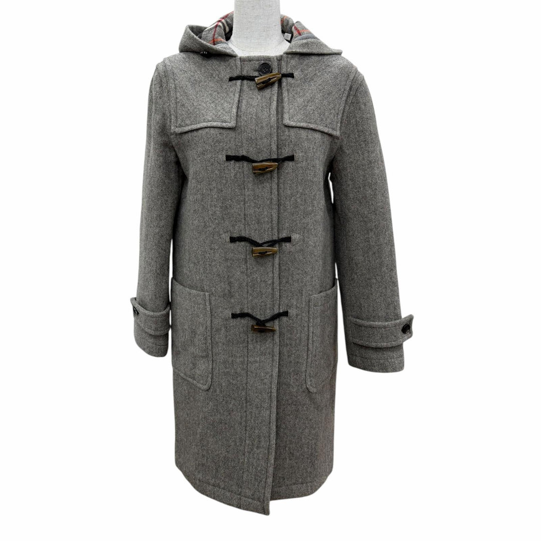 Excellent BURBERRY Duffel coat Checked lining, toggle throat latch. Gray 36