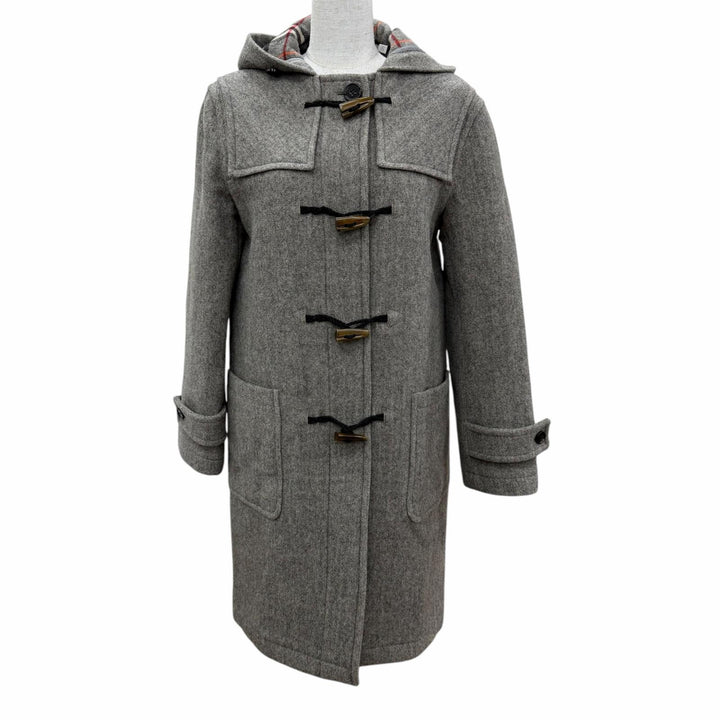 Excellent BURBERRY Duffel coat Checked lining, toggle throat latch. Gray 36