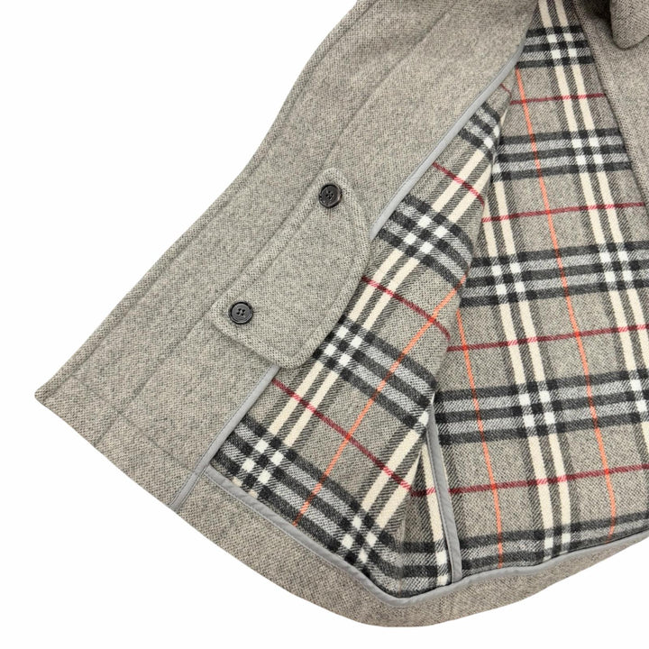Excellent BURBERRY Duffel coat Checked lining, toggle throat latch. Gray 36