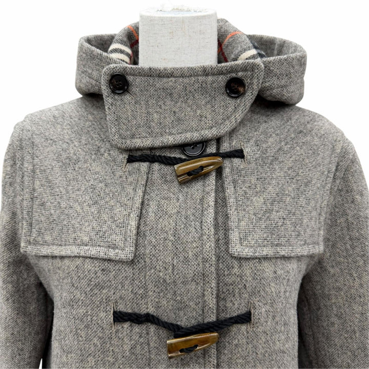 Excellent BURBERRY Duffel coat Checked lining, toggle throat latch. Gray 36