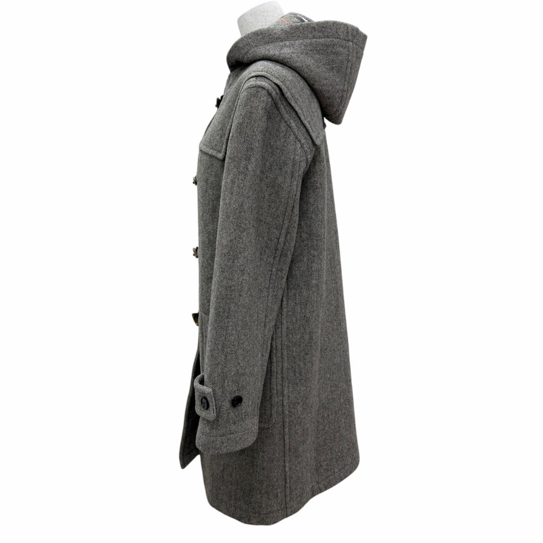 Excellent BURBERRY Duffel coat Checked lining, toggle throat latch. Gray 36