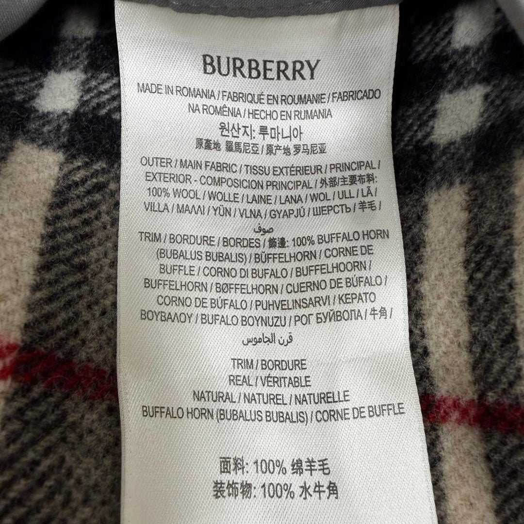 Excellent BURBERRY Duffel coat Checked lining, toggle throat latch. Gray 36