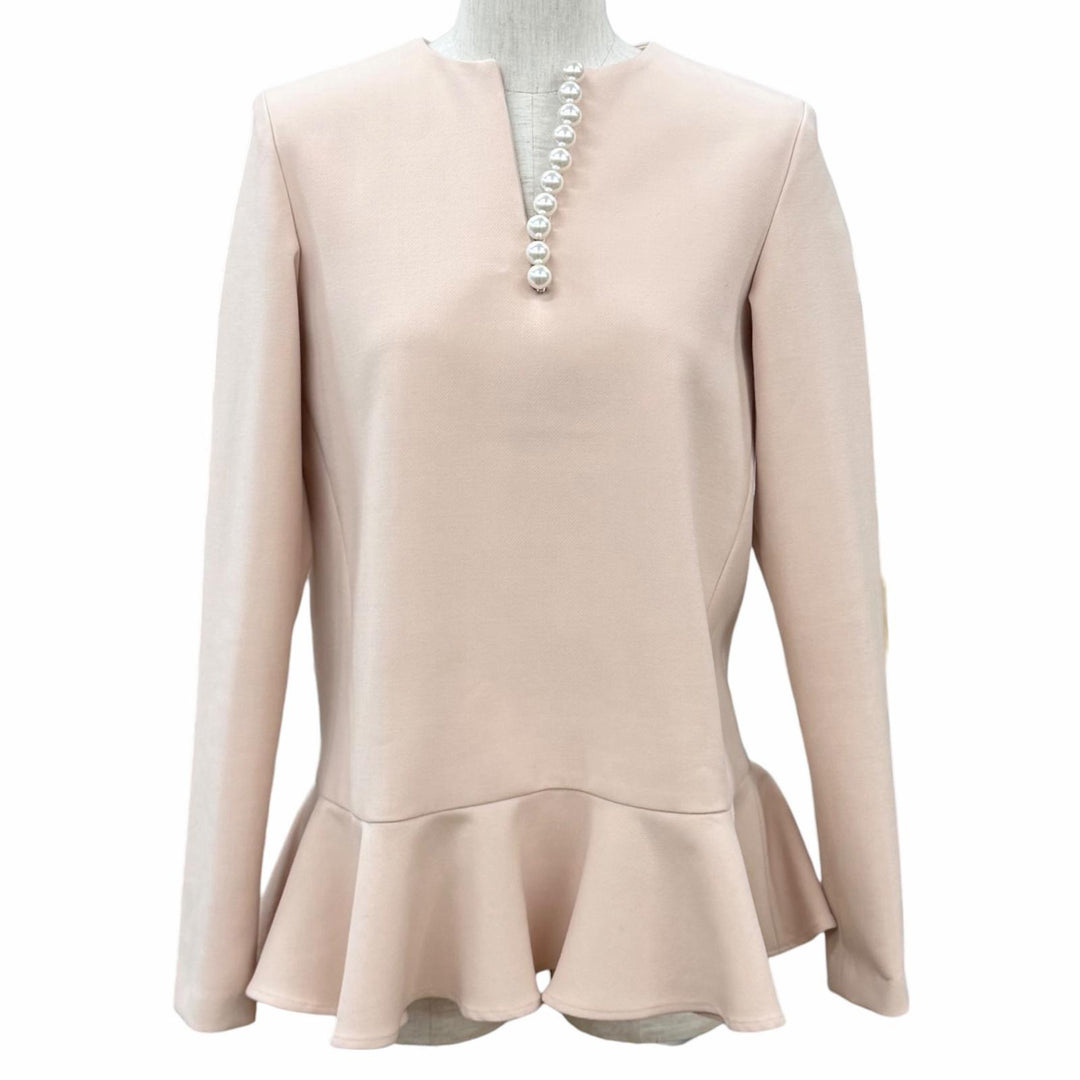 Excellent YOKO CHAN blouse peplum top with eco-pearl accents 36 YCB-522-290