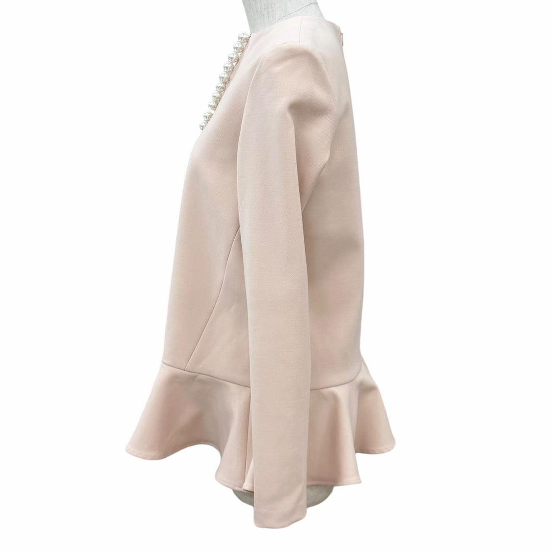 Excellent YOKO CHAN blouse peplum top with eco-pearl accents 36 YCB-522-290
