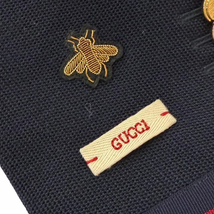 Excellent GUCCI tailored jacket BEE embroidery, gold buttons Navy wool
