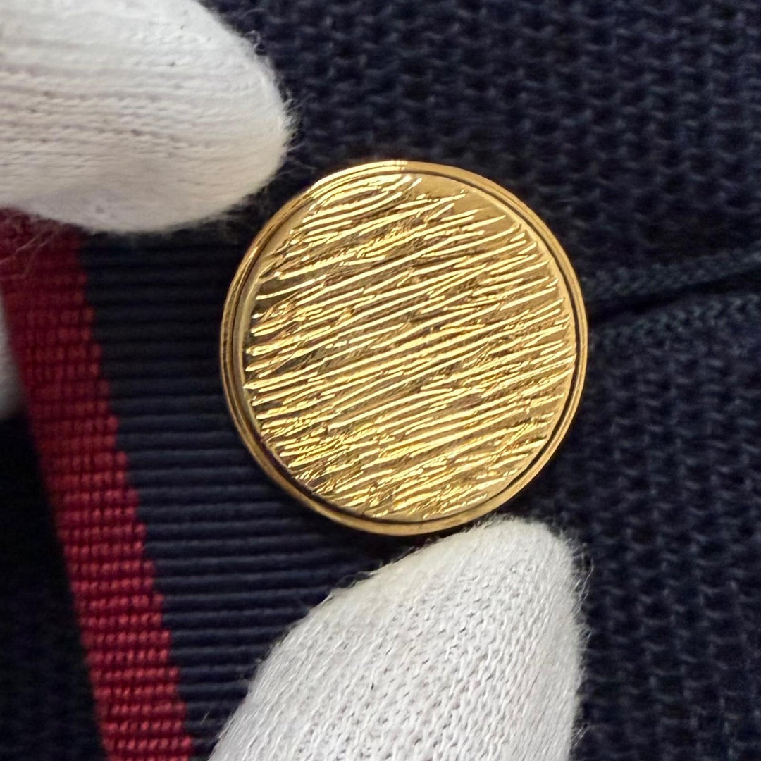 Excellent GUCCI tailored jacket BEE embroidery, gold buttons Navy wool