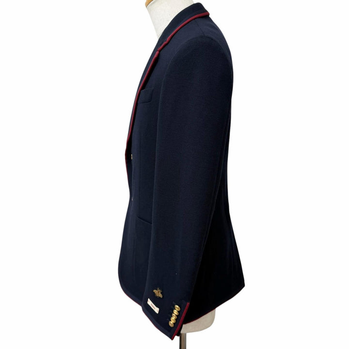 Excellent GUCCI tailored jacket BEE embroidery, gold buttons Navy wool