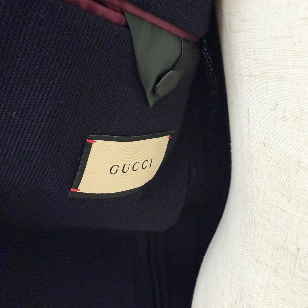Excellent GUCCI tailored jacket BEE embroidery, gold buttons Navy wool