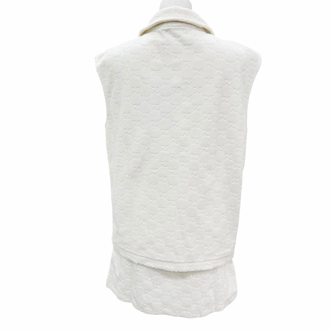 Pristine GUCCI two-piece GG pattern terry cloth top and skirt XS 743028/743030
