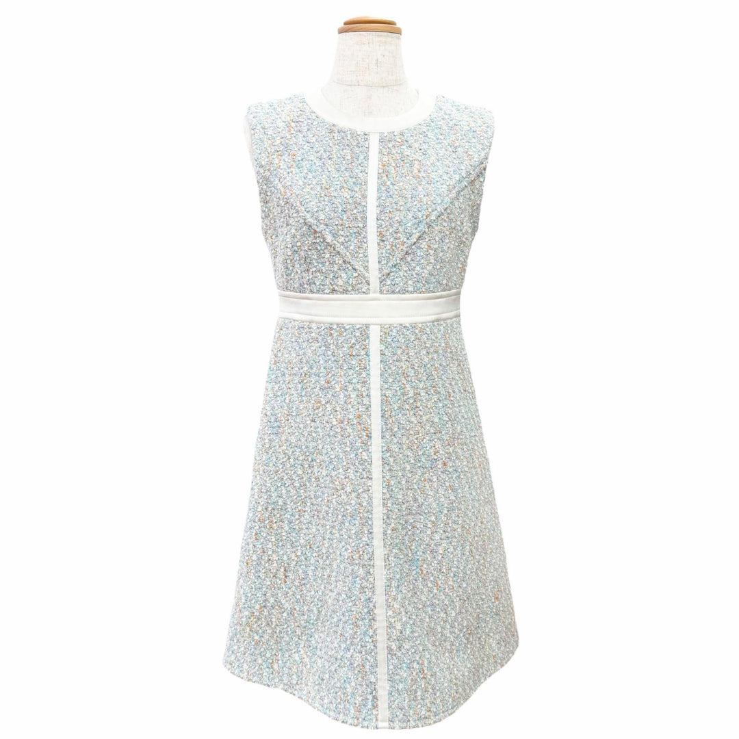 Pristine LOUIS VUITTON one piece Stardust Lurex Tweed Dress No sleeve blue FR 34