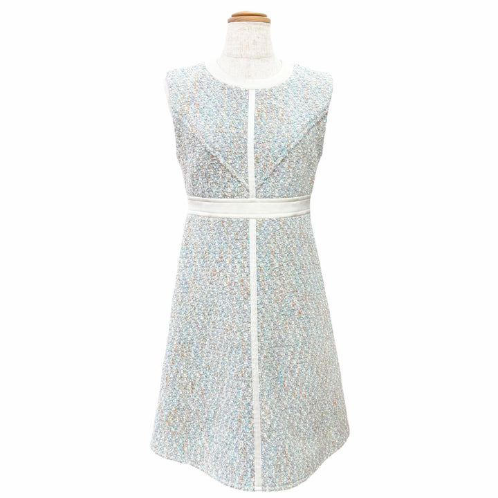 Pristine LOUIS VUITTON one piece Stardust Lurex Tweed Dress No sleeve blue FR 34