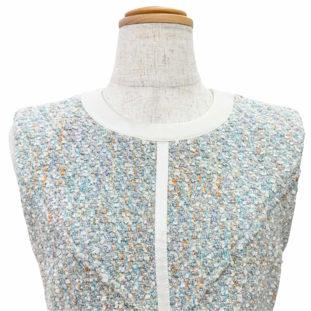 Pristine LOUIS VUITTON one piece Stardust Lurex Tweed Dress No sleeve blue FR 34