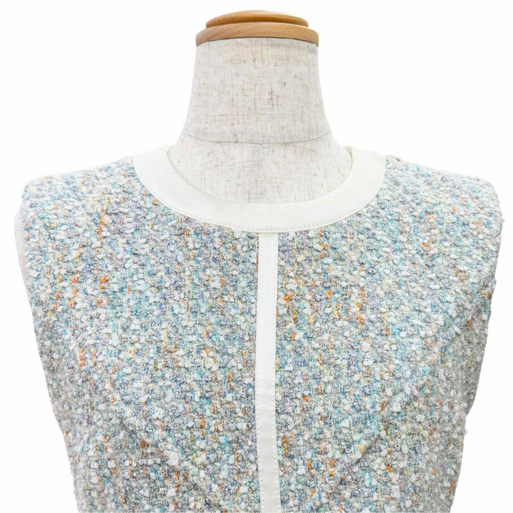 Pristine LOUIS VUITTON one piece Stardust Lurex Tweed Dress No sleeve blue FR 34