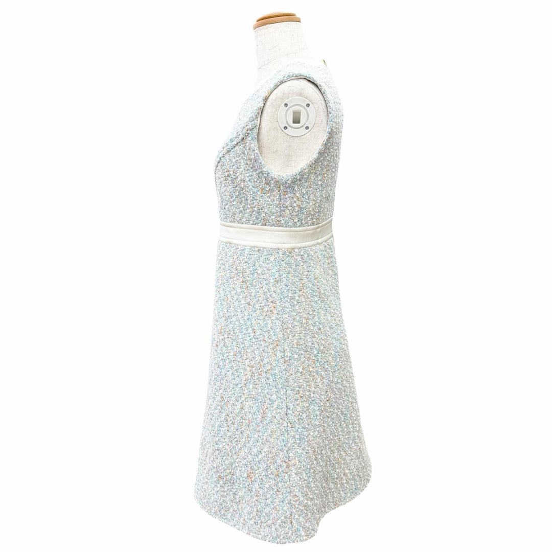 Pristine LOUIS VUITTON one piece Stardust Lurex Tweed Dress No sleeve blue FR 34