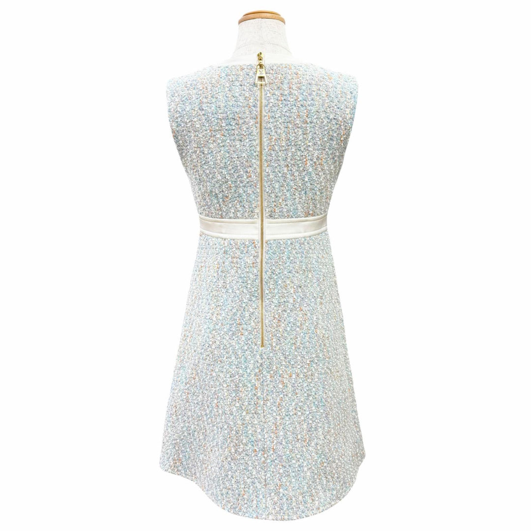 Pristine LOUIS VUITTON one piece Stardust Lurex Tweed Dress No sleeve blue FR 34
