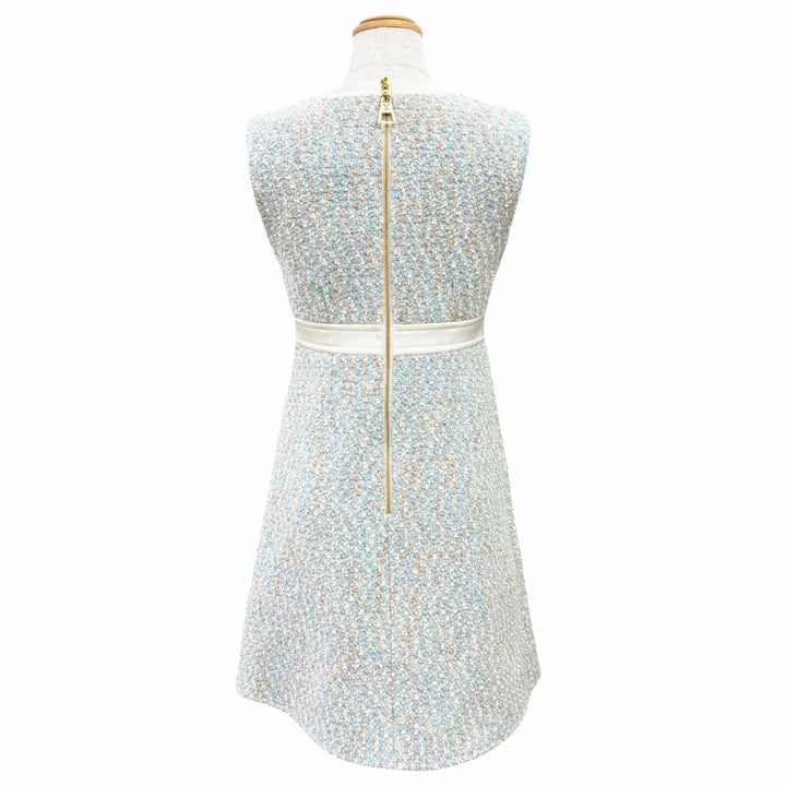 Pristine LOUIS VUITTON one piece Stardust Lurex Tweed Dress No sleeve blue FR 34