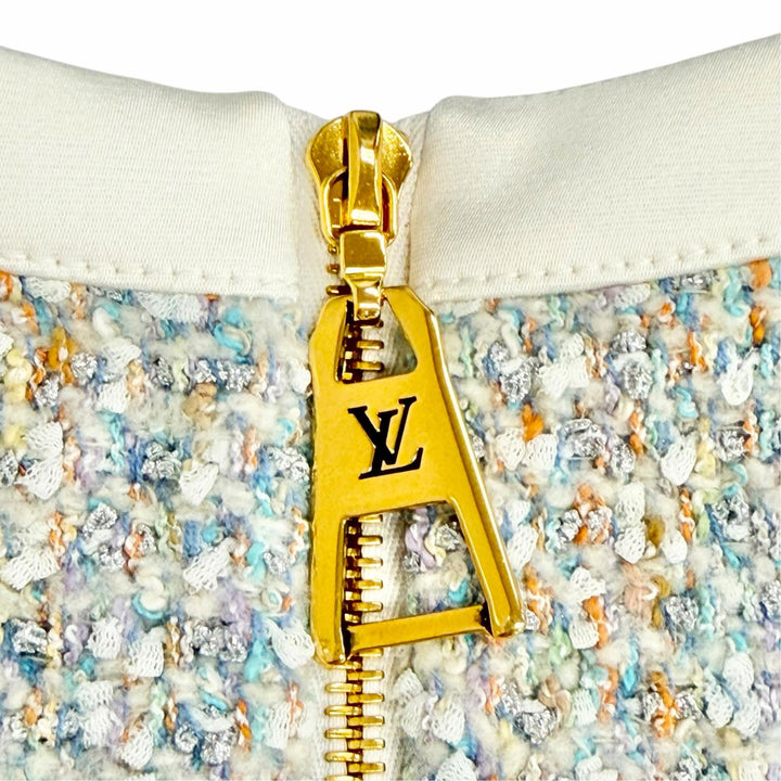 Pristine LOUIS VUITTON one piece Stardust Lurex Tweed Dress No sleeve blue FR 34