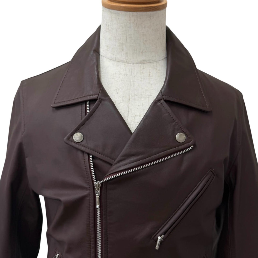 Great BURBERRY BLACK LABEL leather jacket Double rider jacket