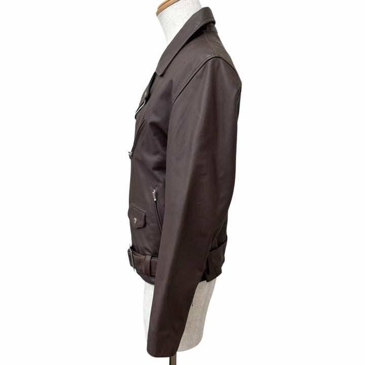 Great BURBERRY BLACK LABEL leather jacket Double rider jacket