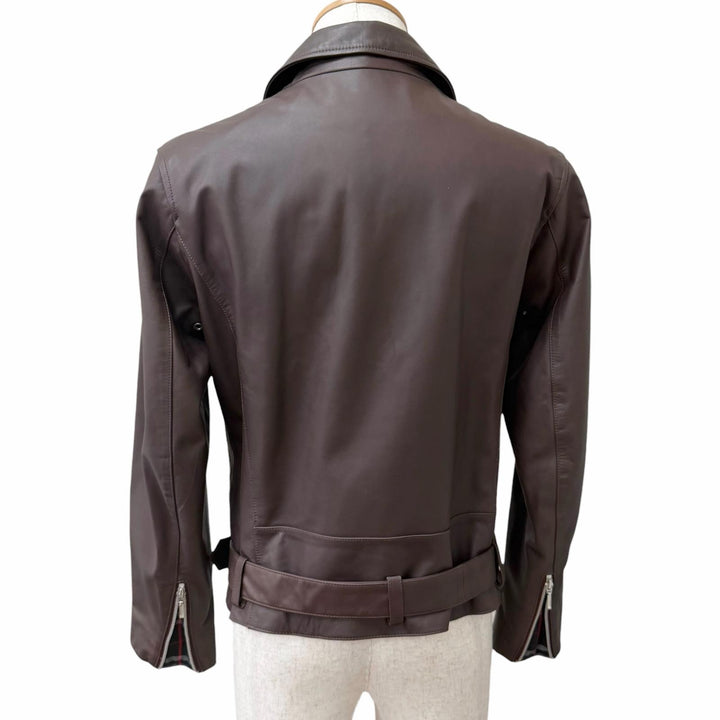 Great BURBERRY BLACK LABEL leather jacket Double rider jacket