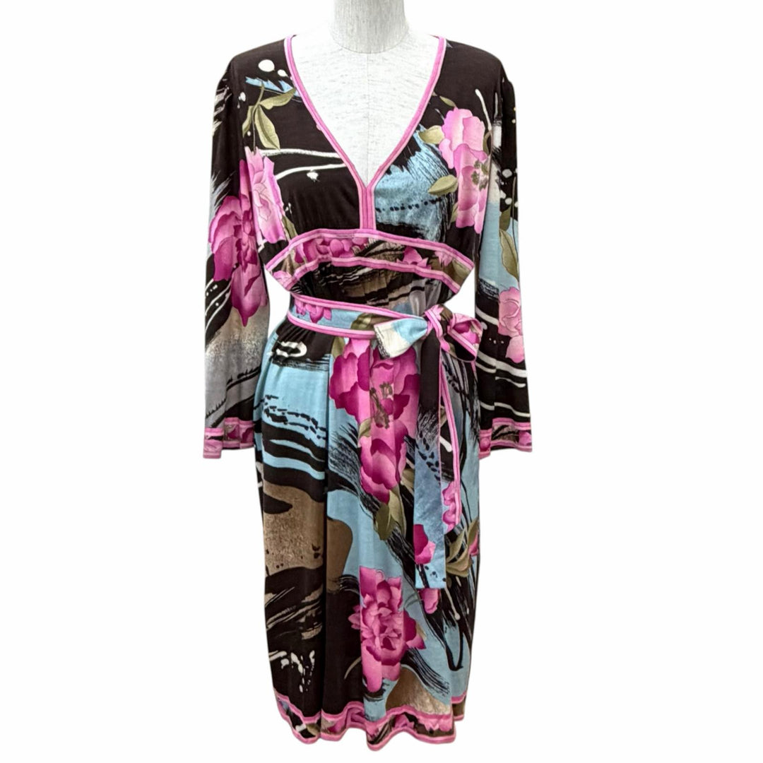 Excellent LEONARD FASHION one piece Belted Floral Long Sleeve Multi wool Women