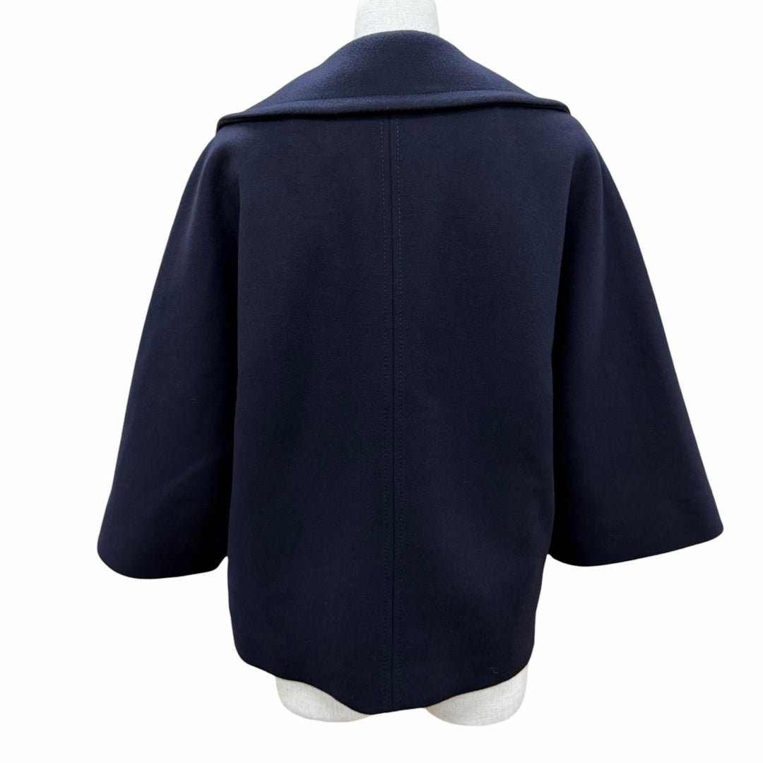Excellent VALENTINO coat V Logo Metal Short Length Navy wool Women IT 38