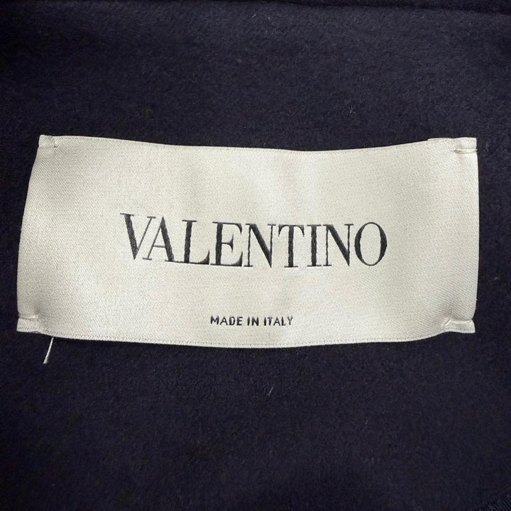 Excellent VALENTINO coat V Logo Metal Short Length Navy wool Women IT 38