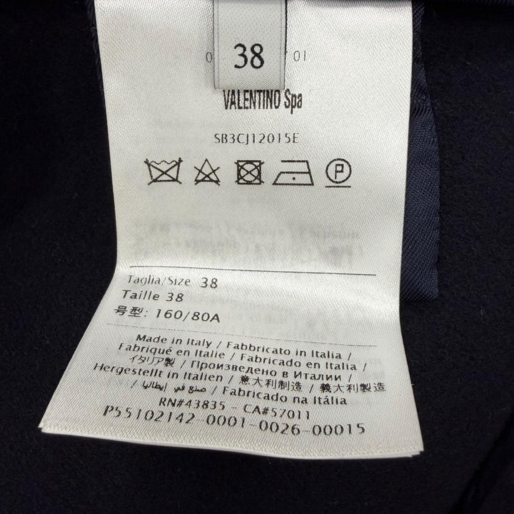 Excellent VALENTINO coat V Logo Metal Short Length Navy wool Women IT 38