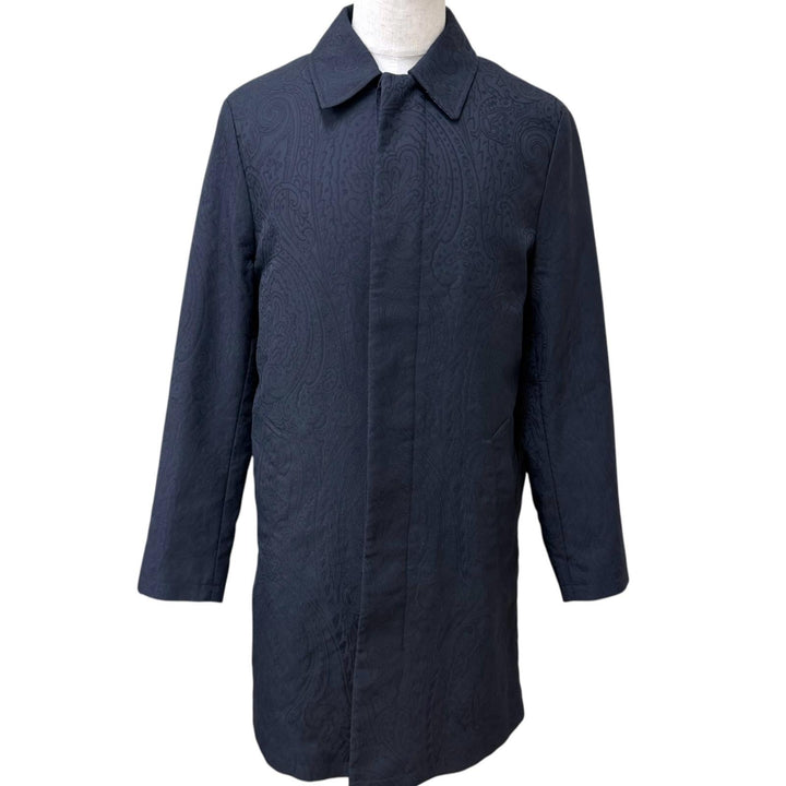 Pristine ETRO coat Paisley Jacquard Dark navy Nylon mens S