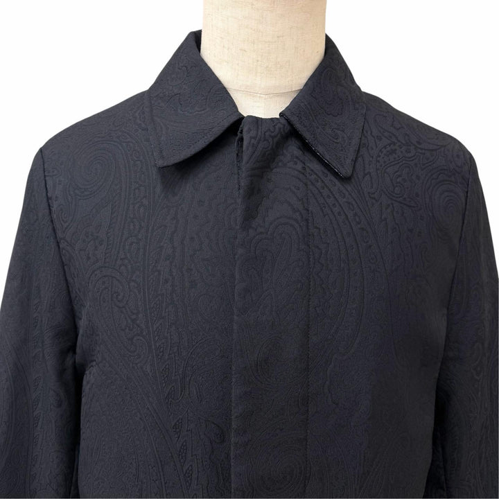 Pristine ETRO coat Paisley Jacquard Dark navy Nylon mens S