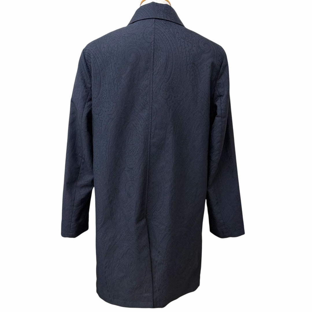 Pristine ETRO coat Paisley Jacquard Dark navy Nylon mens S