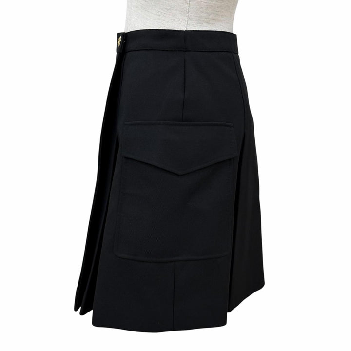 Excellent CELINE Wrap skirt Triomphe gold buttons wool 34 2J536523K