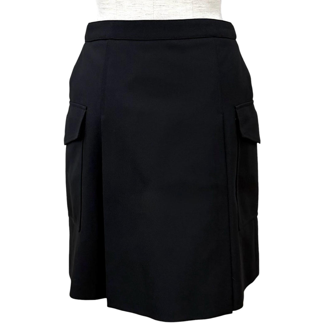 Excellent CELINE Wrap skirt Triomphe gold buttons wool 34 2J536523K
