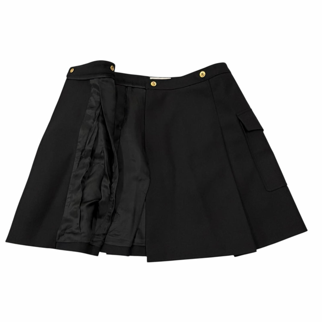 Excellent CELINE Wrap skirt Triomphe gold buttons wool 34 2J536523K