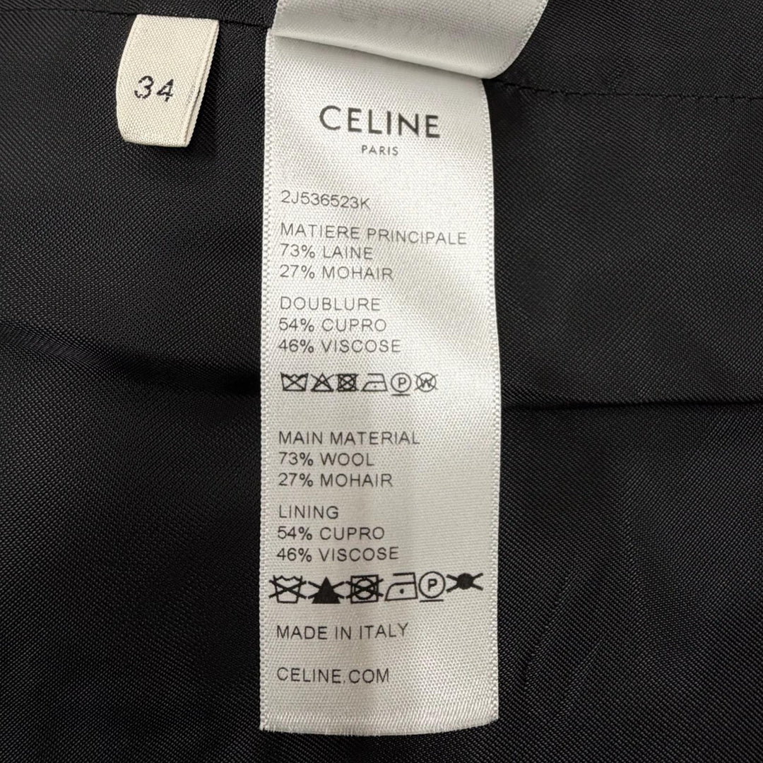 Excellent CELINE Wrap skirt Triomphe gold buttons wool 34 2J536523K