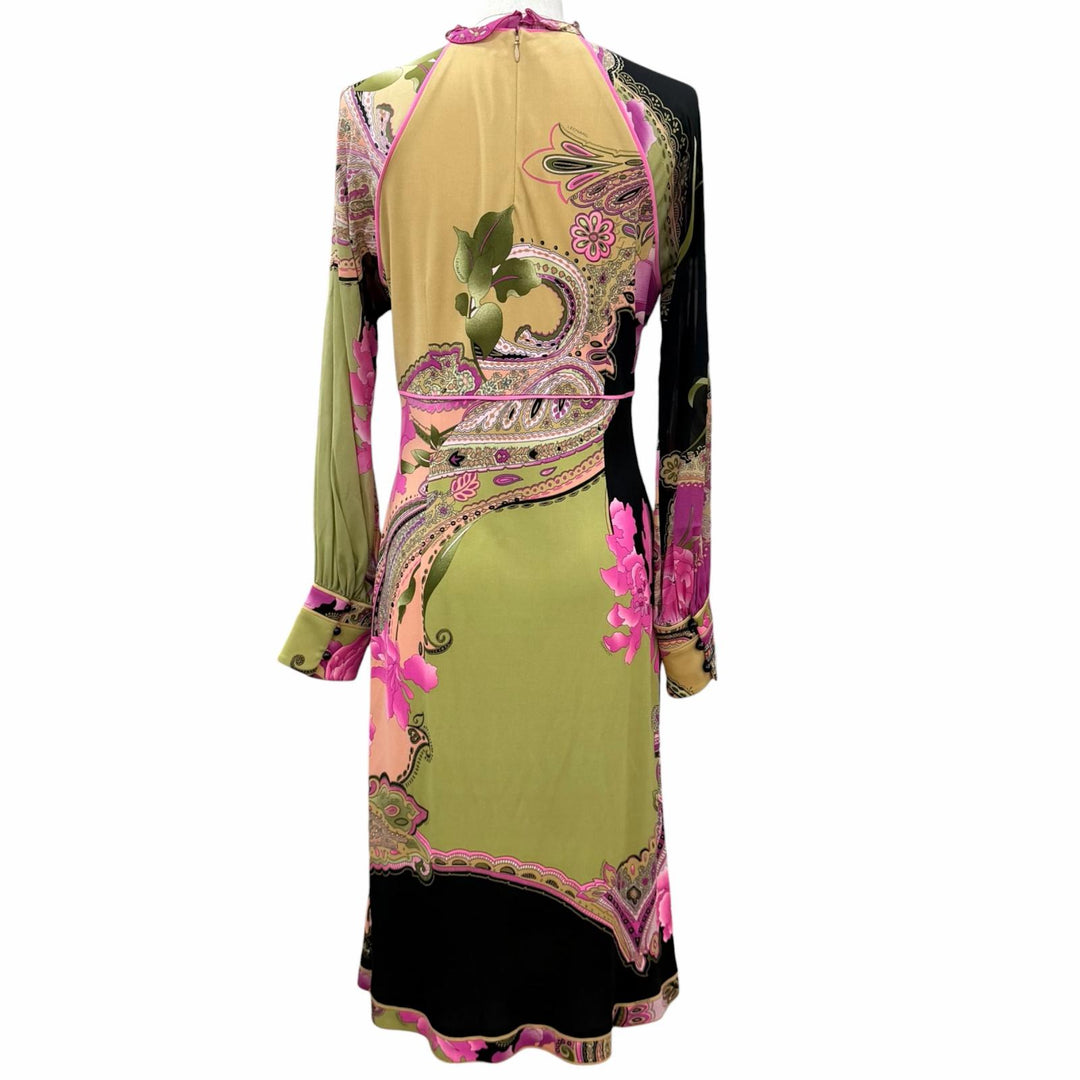 Excellent LEONARD FASHION one piece Floral print, silk chiffon sleeves acetate L