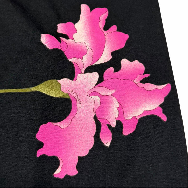 Excellent LEONARD FASHION one piece Floral print, silk chiffon sleeves acetate L