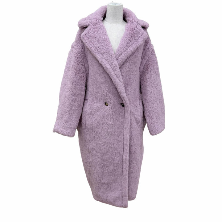 Excellent Max Mara coat Teddy bear Silk blend TEDGIRL purple alpaca XS