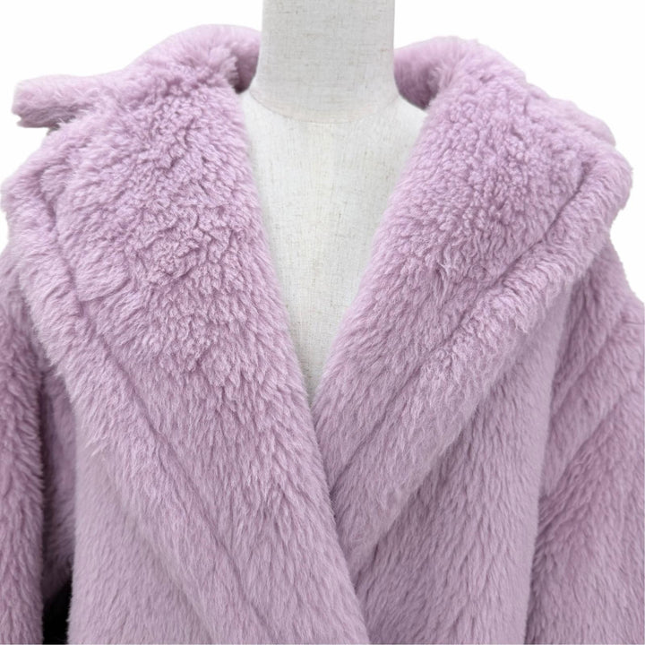 Excellent Max Mara coat Teddy bear Silk blend TEDGIRL purple alpaca XS