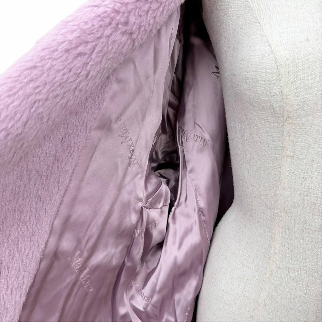 Excellent Max Mara coat Teddy bear Silk blend TEDGIRL purple alpaca XS